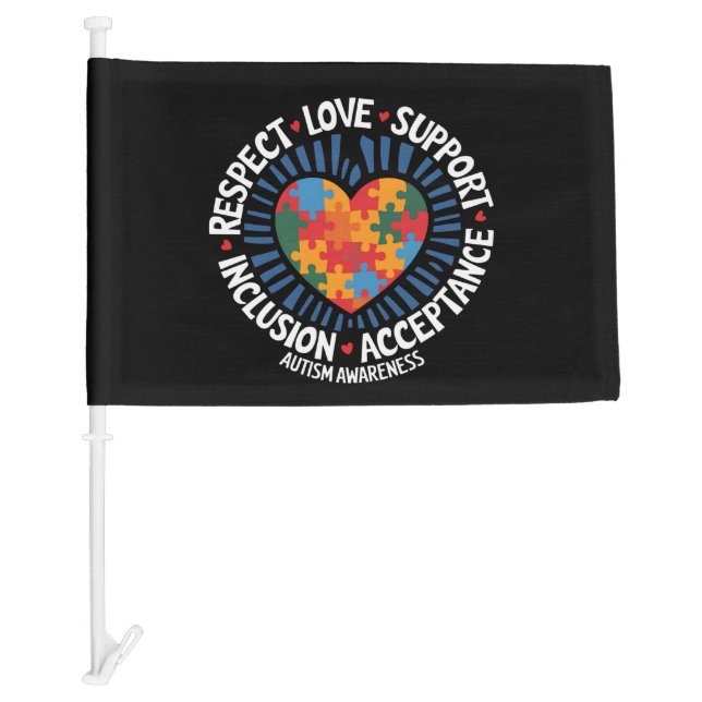 Autism Awareness Autistic Respect Love Support Car Flag (Front)