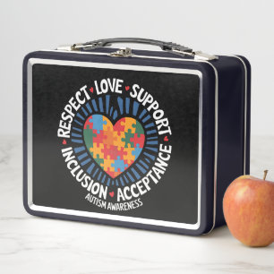 Autism Awareness Autistic Respect Love Support Metal Lunch Box