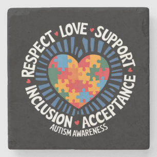Autism Awareness Autistic Respect Love Support Stone Coaster