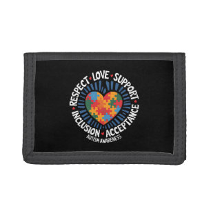 Autism Awareness Autistic Respect Love Support Tri-fold Wallet