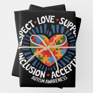 Autism Awareness Autistic Respect Love Support Wrapping Paper Sheets