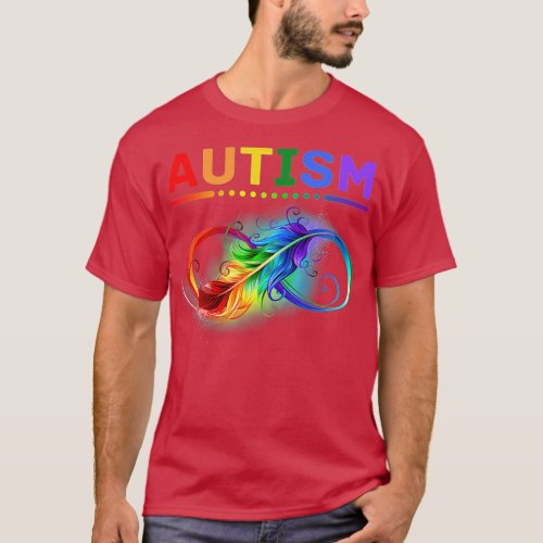 Autism Awareness Autistic Support Feather Ribbon M T_Shirt