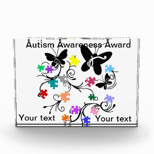 Autism Awareness award butterflies puzzle pieces