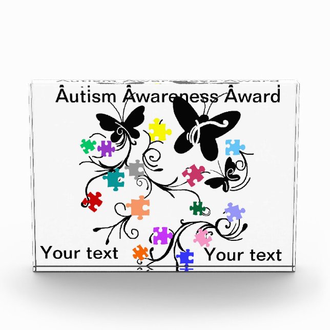 Autism Awareness award butterflies puzzle pieces (Front)
