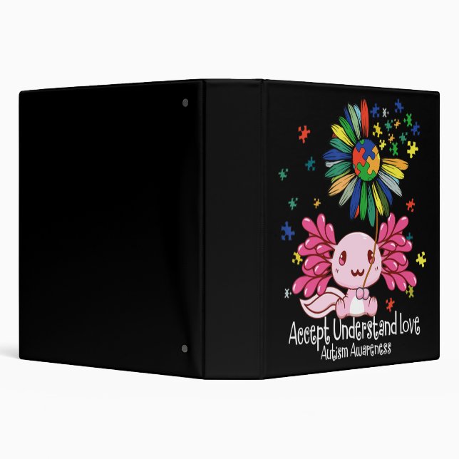Autism awareness , axolotl lovers T-Shirt134  3 Ring Binder (Background)