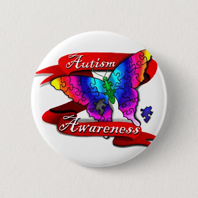 Autism Awareness Banner Button (Front)