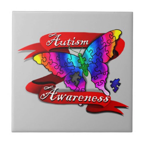 Autism Awareness Banner Ceramic Tile