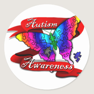 Autism Awareness Banner Classic Round Sticker