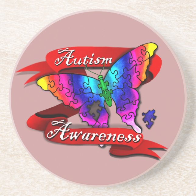 Autism Awareness Banner Drink Coaster (Front)