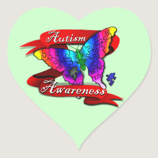 Autism Awareness Banner Heart Sticker