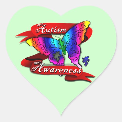 Autism Awareness Banner Heart Sticker