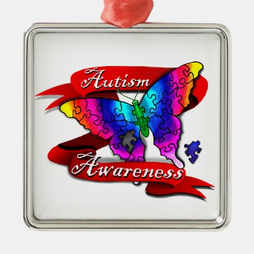 Autism Awareness Banner Metal Ornament
