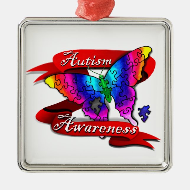 Autism Awareness Banner Metal Ornament (Front)