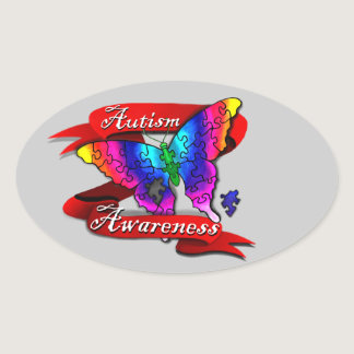 Autism Awareness Banner Oval Sticker