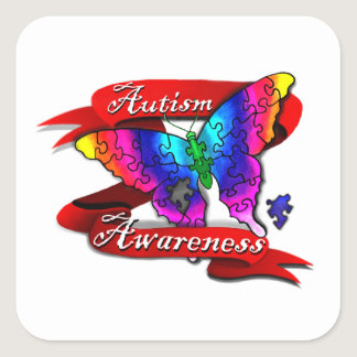 Autism Awareness Banner Square Sticker
