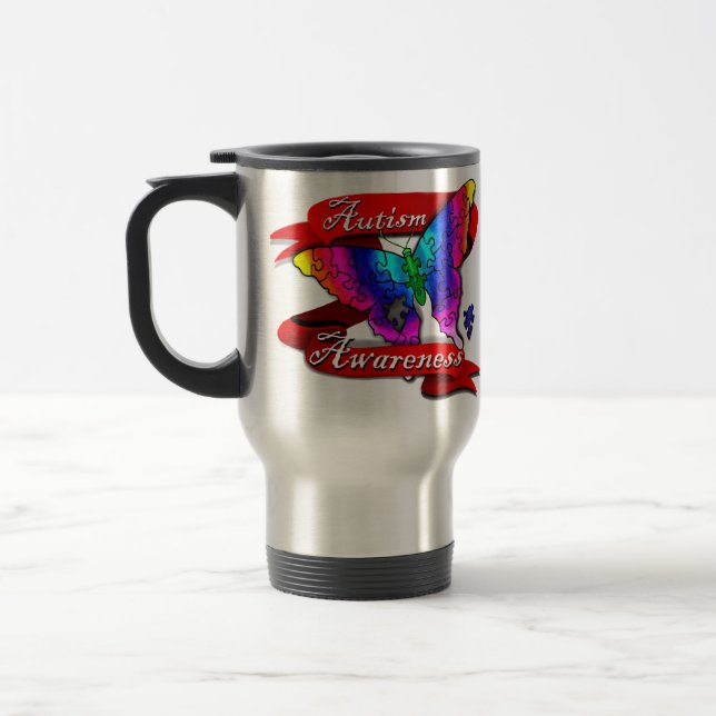 Autism Awareness Banner Travel Mug (Left)