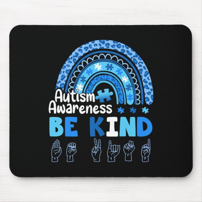 Autism Awareness Be Kind Asl Hand Sign Language  Mouse Pad (Front)