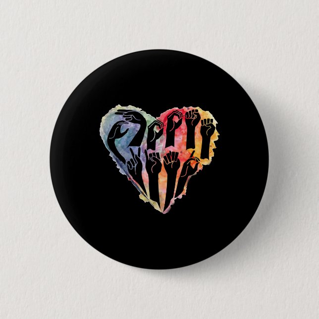 Autism Awareness Be Kind Asl Heart Anti Bullying  Button (Front)