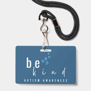 autism awareness be kind blue hearts modern badge