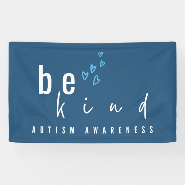autism awareness be kind blue hearts modern  banner (Horizontal)