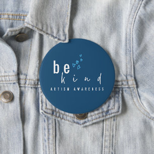 autism awareness be kind blue hearts modern button