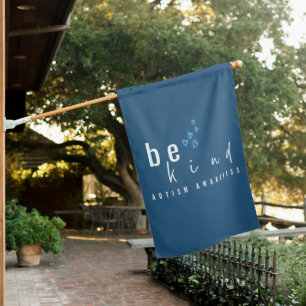 autism awareness be kind blue hearts modern house flag