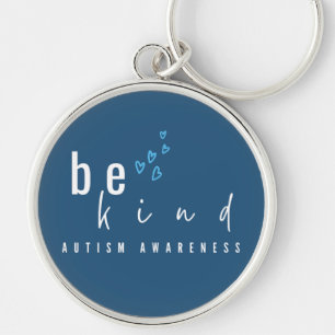 autism awareness be kind blue hearts modern keychain