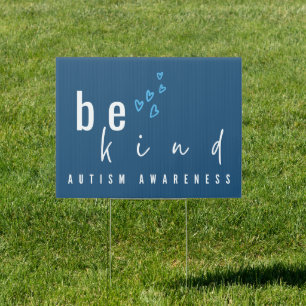 autism awareness be kind blue hearts modern sign