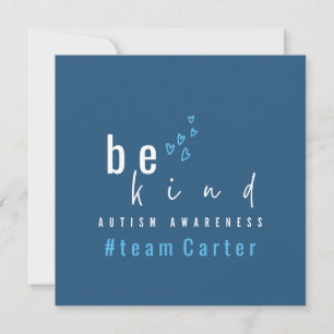 autism awareness be kind blue #team name custom invitation