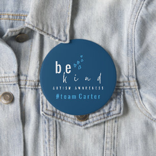 autism awareness be kind blue team name modern  button