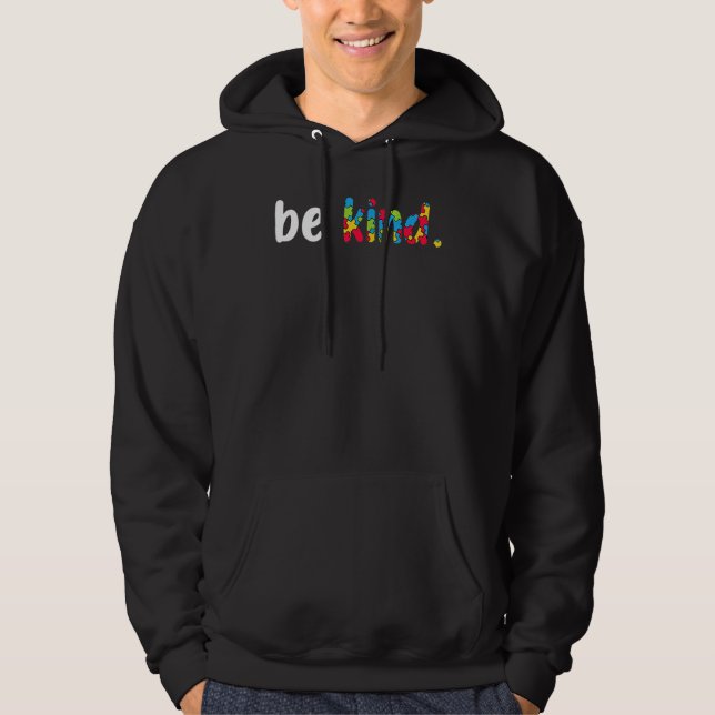 Autism Awareness Be Kind Colorful Puzzle Pieces Hoodie (Front)