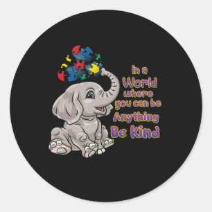 Autism Awareness Be Kind Elephant Puzzle Teacher M Classic Round Sticker