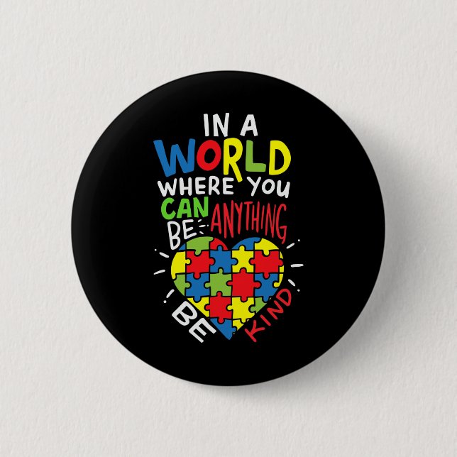 Autism Awareness Be Kind Kindnes  Button (Front)