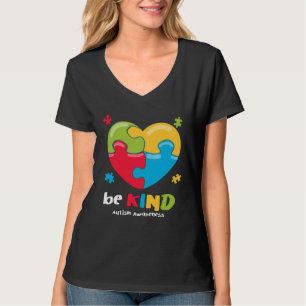 Autism Awareness Be Kind Puzzle Heart Kindness T-Shirt