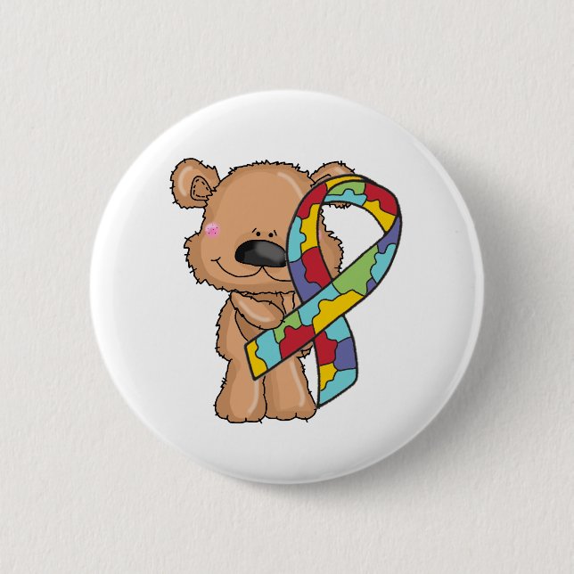 Autism Awareness Bear Button (Front)