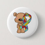 Autism Awareness Bear Button