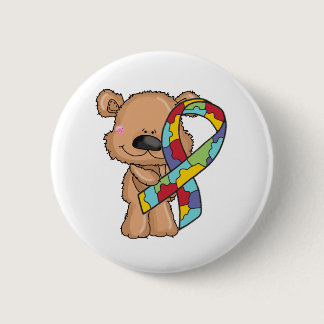 Autism Awareness Bear Button