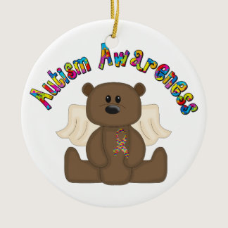 Autism Awareness Bear Ceramic Ornament