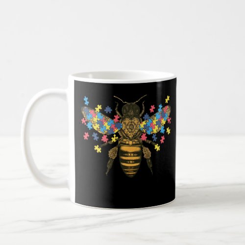 Autism Awareness Bee Kind Puzzle Pieces For Autist Coffee Mug