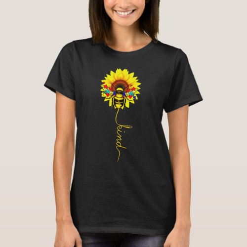 Autism Awareness Bee Kind Sunflower Puzzle Pieces T-Shirt