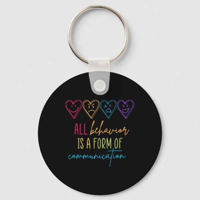 Autism Awareness Behavior Is Communication Special Keychain (Front)