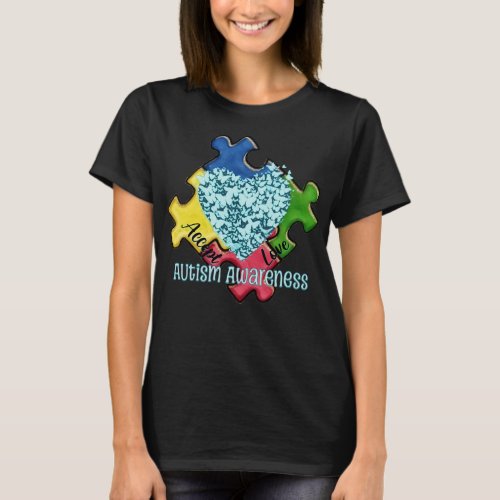 Autism Awareness Blue Heart of Butterflies T_Shirt
