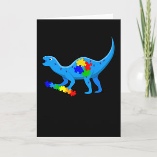 Autism Awareness Blue Month Blue Dinosaur T Rex Card