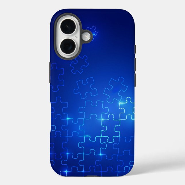 Autism Awareness Blue Puzzle iPhone cell case (Back)