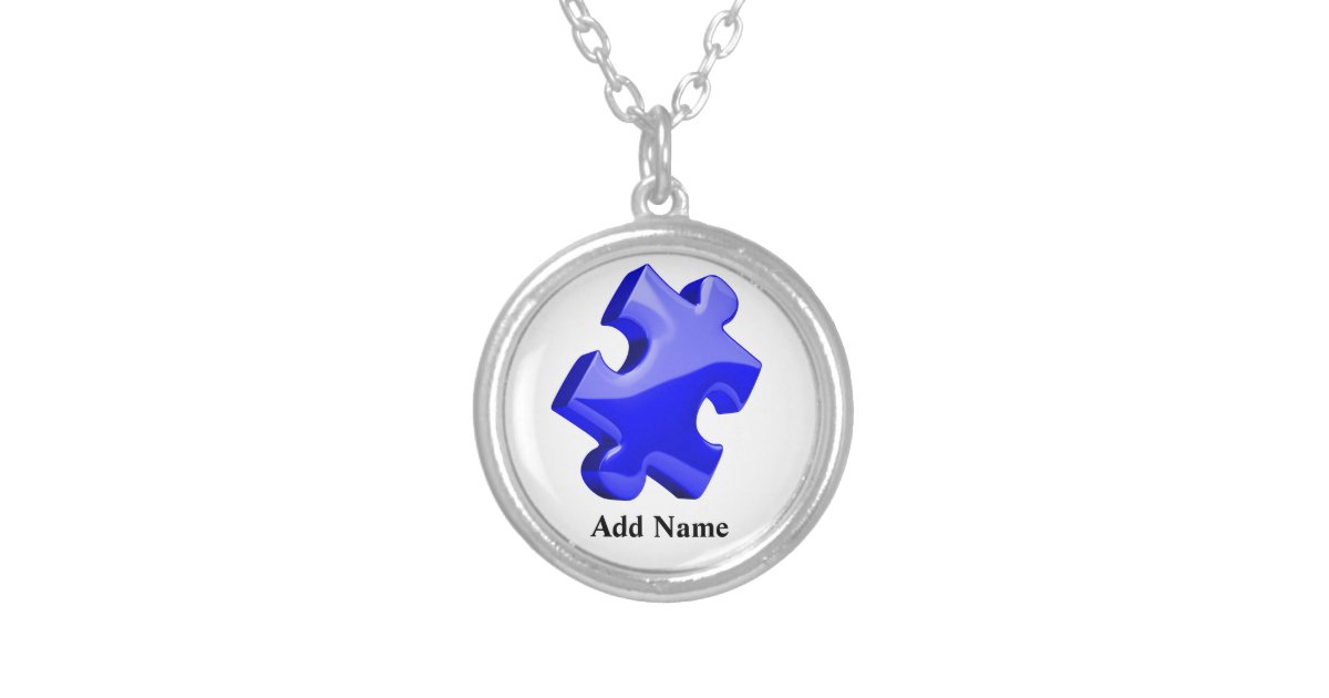 Autism Awareness Blue Puzzle Necklace Customize | Zazzle