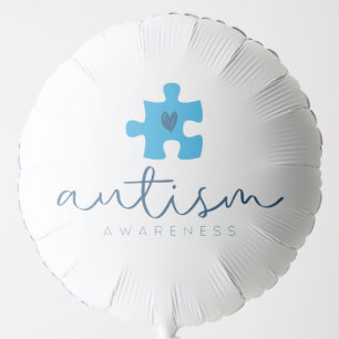 autism awareness blue puzzle piece heart balloon
