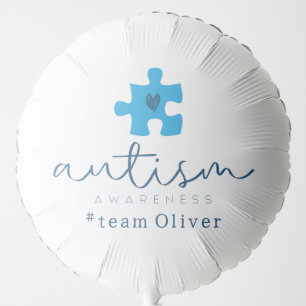autism awareness blue puzzle piece #team name balloon