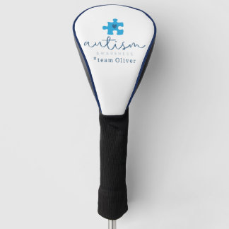 autism awareness blue puzzle piece #team name golf head cover
