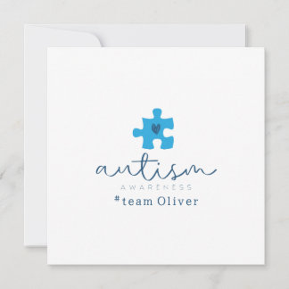 autism awareness blue puzzle piece #team name invitation