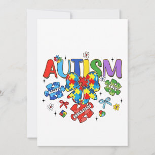 Autism Awareness Bow Coquette Puzzle Piece Neuro Invitation